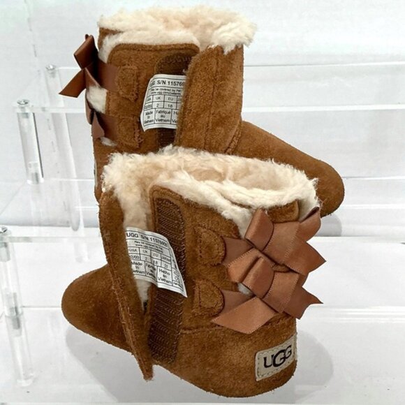 UGG Baby Boots Classic Bailey Bow Boots Chestnut Tan Brown Slip On Size 2 - Picture 9 of 16